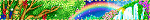 Blinkie depicting a forest with a rainbow and waterfalls, no text